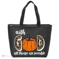 With God All Things Are Possible Fall Pumpkin Tote Bag thumb 0