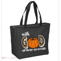 With God All Things Are Possible Fall Pumpkin Tote Bag thumb 2