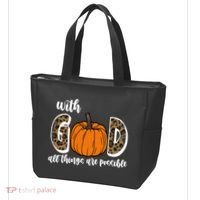 With God All Things Are Possible Fall Pumpkin Tote Bag thumb 3