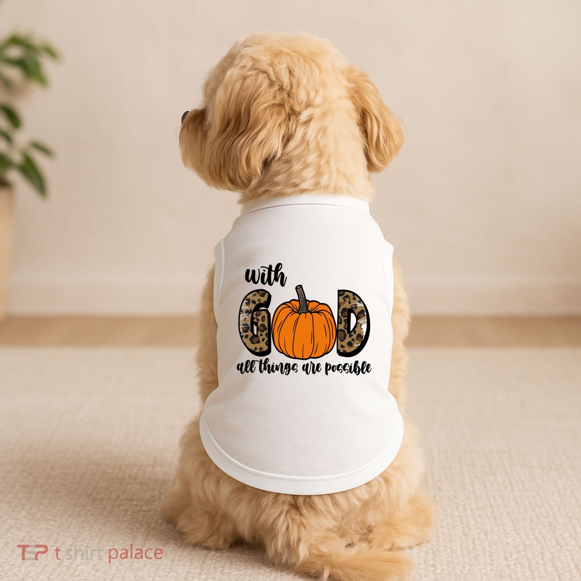 With God All Things Are Possible Fall Pumpkin Doggie Tank