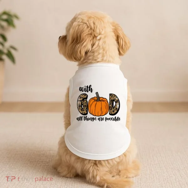 With God All Things Are Possible Fall Pumpkin Doggie Tank