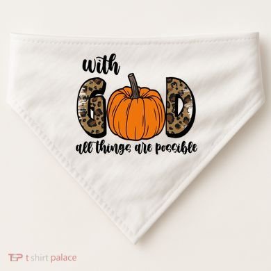 With God All Things Are Possible Fall Pumpkin USA-Made Doggie Bandana