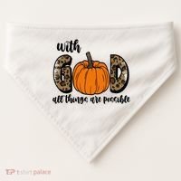 With God All Things Are Possible Fall Pumpkin USA-Made Doggie Bandana thumb 0