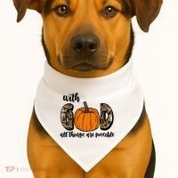 With God All Things Are Possible Fall Pumpkin USA-Made Doggie Bandana thumb 1