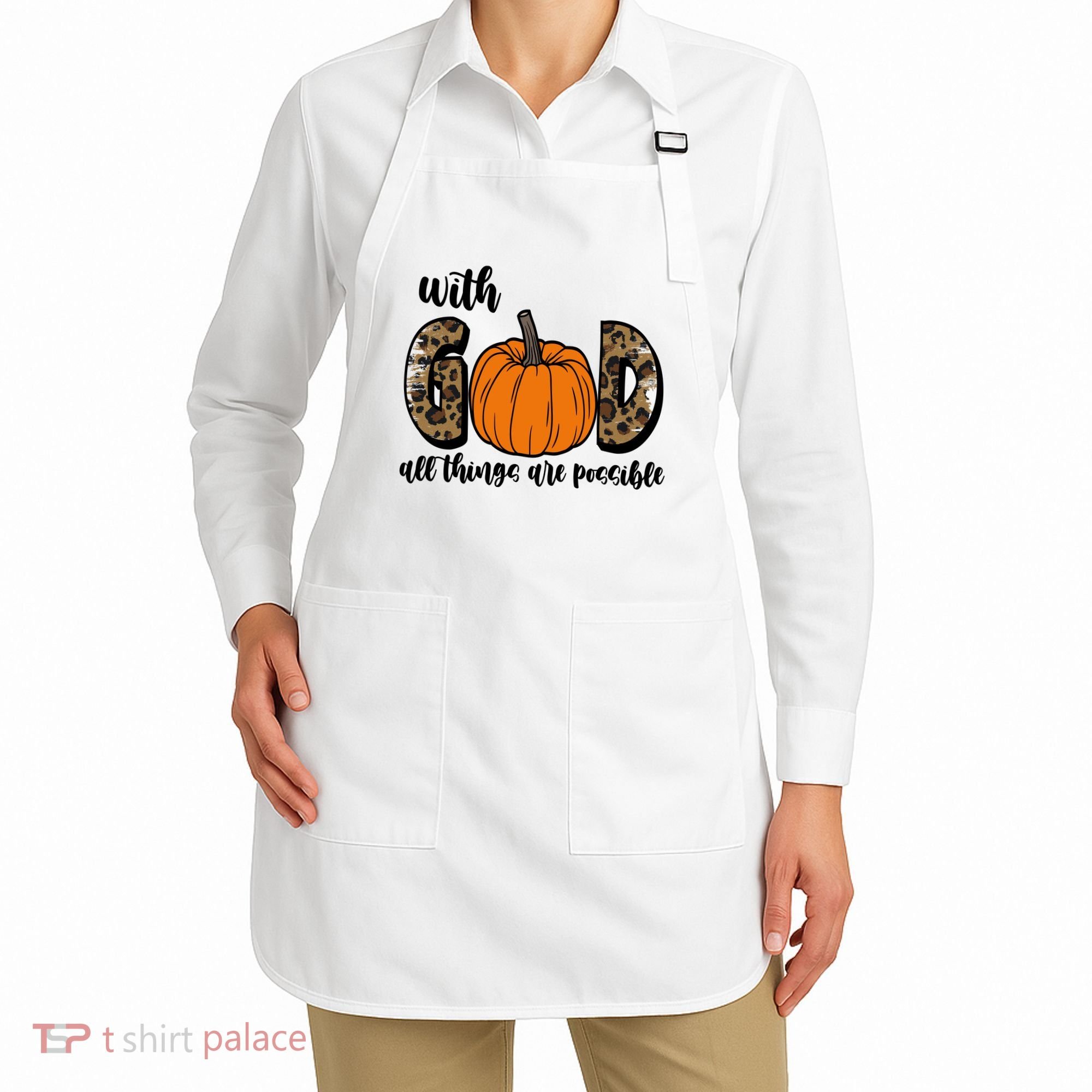 With God All Things Are Possible Fall Pumpkin Apron