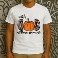 With God All Things Are Possible Fall Pumpkin T-Shirt thumb 3