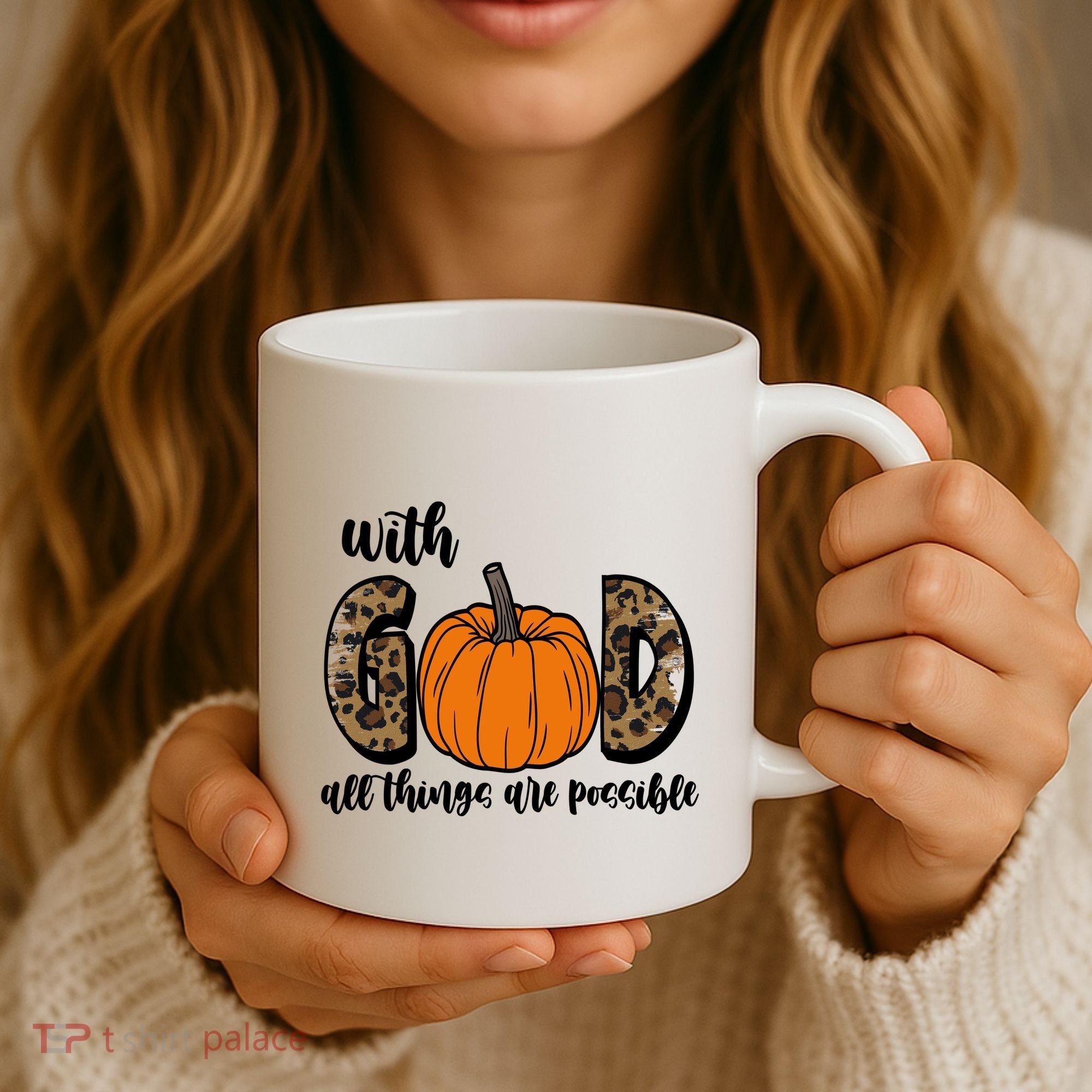 With God All Things Are Possible Fall Pumpkin Coffee Mug
