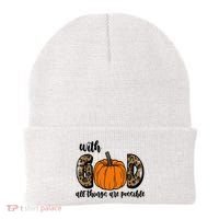 With God All Things Are Possible Fall Pumpkin Beanie thumb 0