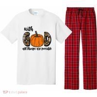 With God All Things Are Possible Fall Pumpkin Pajama Set thumb 0