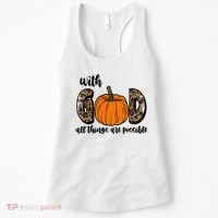 With God All Things Are Possible Fall Pumpkin Women's Tank Top thumb 0