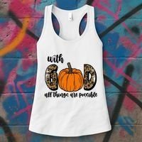 With God All Things Are Possible Fall Pumpkin Women's Tank Top thumb 3
