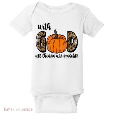 With God All Things Are Possible Fall Pumpkin Baby Bodysuit