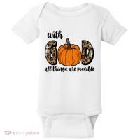 With God All Things Are Possible Fall Pumpkin Baby Bodysuit thumb 0
