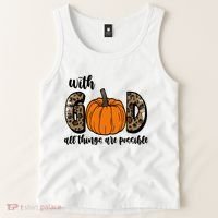 With God All Things Are Possible Fall Pumpkin Tank Top thumb 2