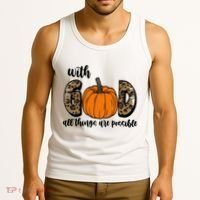 With God All Things Are Possible Fall Pumpkin Tank Top thumb 3