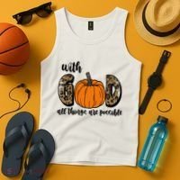 With God All Things Are Possible Fall Pumpkin Tank Top thumb 4