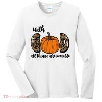 With God All Things Are Possible Fall Pumpkin Women's Long Sleeve Shirt thumb 0