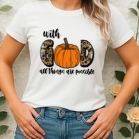 With God All Things Are Possible Fall Pumpkin Women's T-Shirt thumb 2