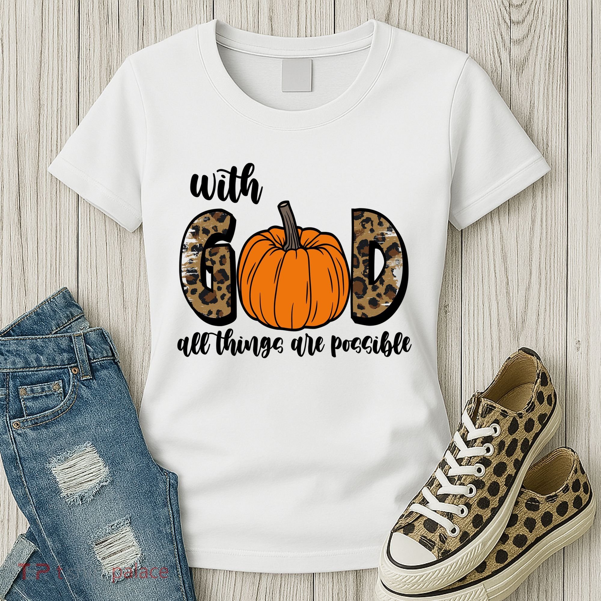 With God All Things Are Possible Fall Pumpkin Women's T-Shirt
