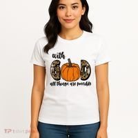 With God All Things Are Possible Fall Pumpkin Women's T-Shirt thumb 4
