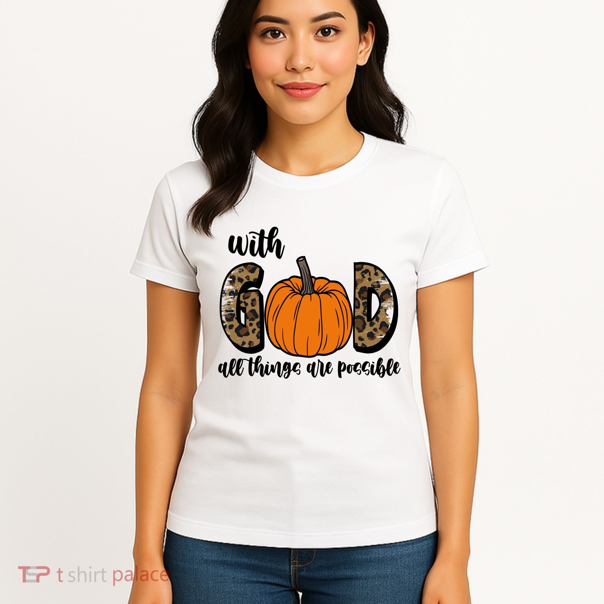 With God All Things Are Possible Fall Pumpkin Women's T-Shirt