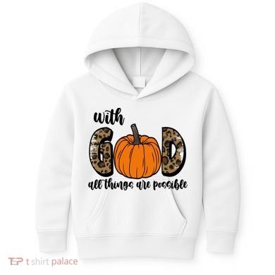 With God All Things Are Possible Fall Pumpkin Kids Hoodie