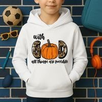 With God All Things Are Possible Fall Pumpkin Kids Hoodie thumb 2