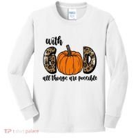 With God All Things Are Possible Fall Pumpkin Kids Long Sleeve Shirt thumb 0