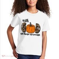 With God All Things Are Possible Fall Pumpkin Kids T-Shirt thumb 2