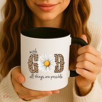 With God All Things Are Possible Sunflower Coffee Mug thumb 3