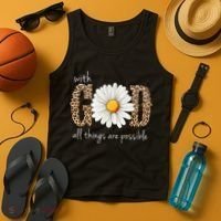 With God All Things Are Possible Sunflower Tank Top thumb 4