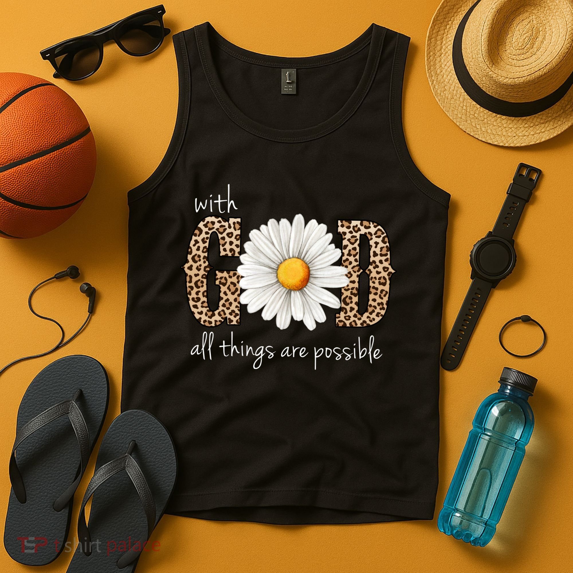 With God All Things Are Possible Sunflower Tank Top