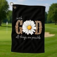 With God All Things Are Possible Sunflower Golf Towel thumb 1
