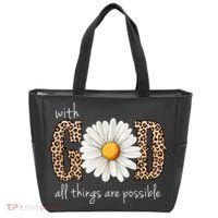 With God All Things Are Possible Sunflower Tote Bag thumb 0