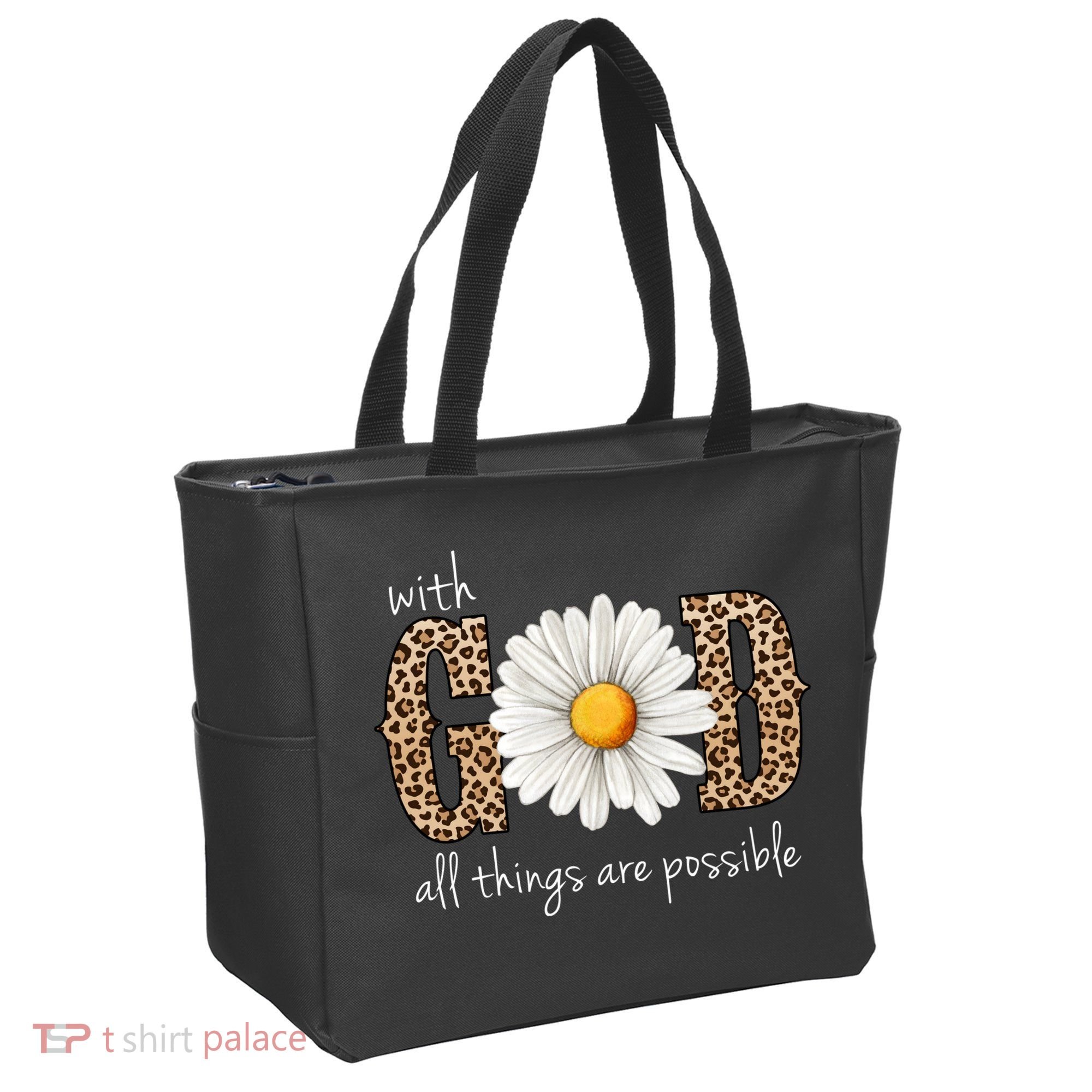 With God All Things Are Possible Sunflower Tote Bag