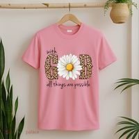 With God All Things Are Possible Sunflower T-Shirt thumb 2