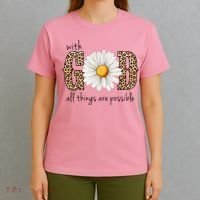 With God All Things Are Possible Sunflower T-Shirt thumb 4