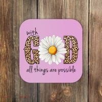 With God All Things Are Possible Sunflower Coaster thumb 0
