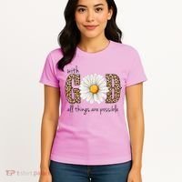 With God All Things Are Possible Sunflower Women's T-Shirt thumb 4