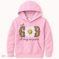 With God All Things Are Possible Sunflower Kids Hoodie thumb 0