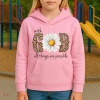 With God All Things Are Possible Sunflower Kids Hoodie thumb 3