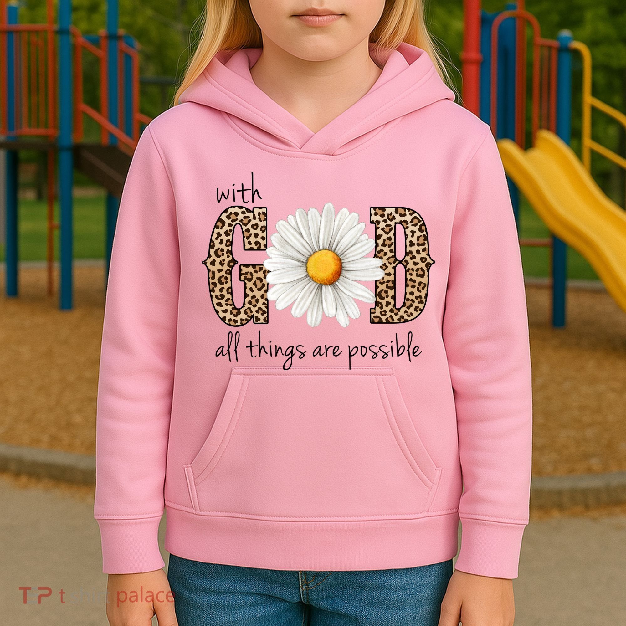 With God All Things Are Possible Sunflower Kids Hoodie