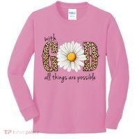 With God All Things Are Possible Sunflower Kids Long Sleeve Shirt thumb 0