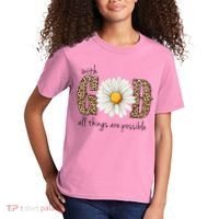 With God All Things Are Possible Sunflower Kids T-Shirt thumb 2