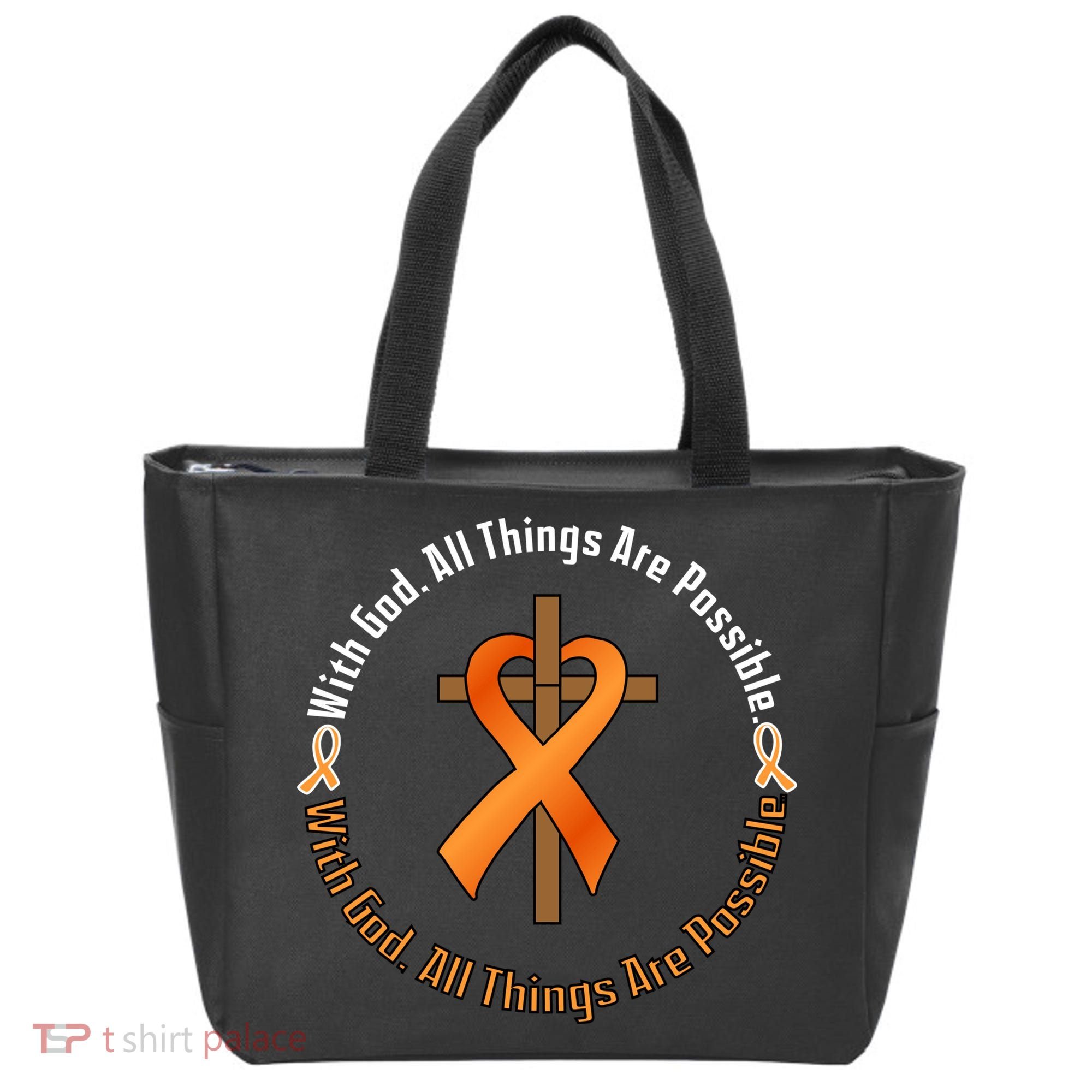 With God All Things Are Possible Multiple Sclerosis Awareness Tote Bag