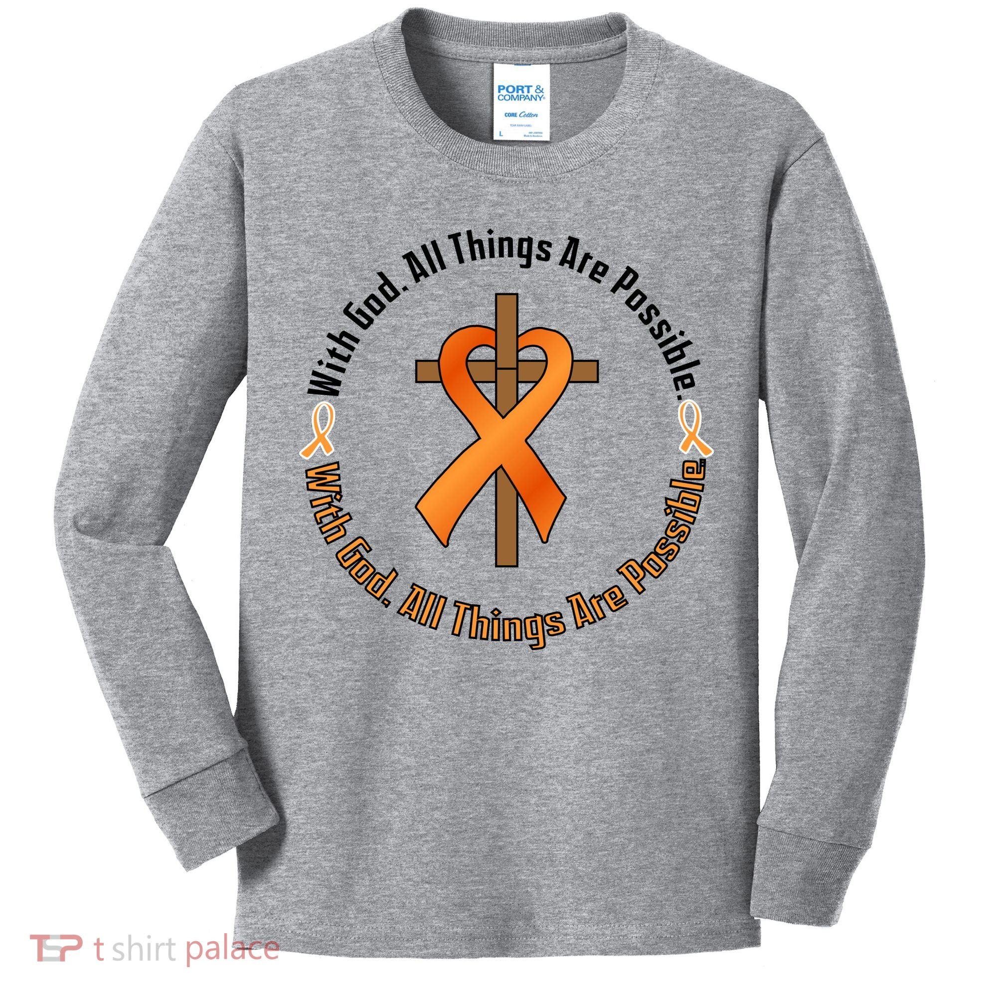 With God All Things Are Possible Multiple Sclerosis Awareness Kids Long Sleeve Shirt