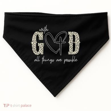 With God All Things Are Possible Cross Heart USA-Made Doggie Bandana
