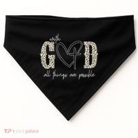 With God All Things Are Possible Cross Heart USA-Made Doggie Bandana thumb 0