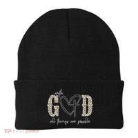 With God All Things Are Possible Cross Heart Beanie thumb 0