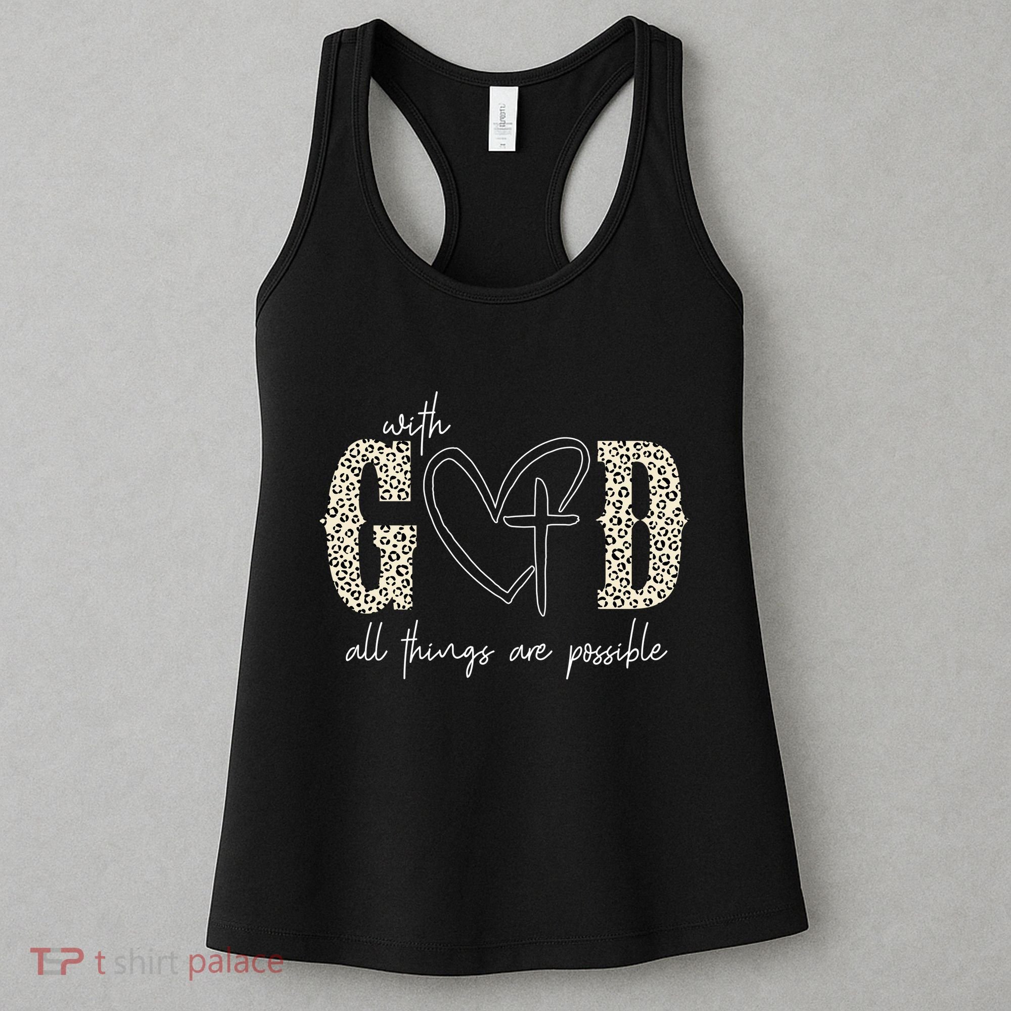 With God All Things Are Possible Cross Heart Women's Tank Top
